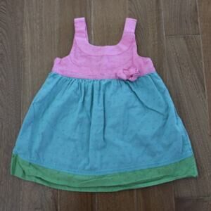 Vintage OshKosh‎ Cotton Colorblock Swiss Dot Dress Pink Green Blue 6 Month